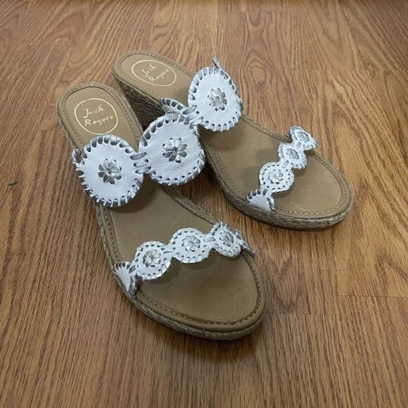 NEW! Jack Rogers Caroline Espadrille Wedge White Sandals Size 11 - Picture 2 of 7